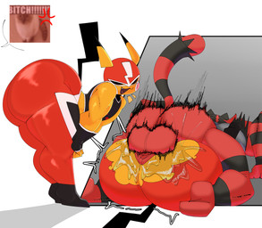 anal anal_fluids anal_penetration anthro anthro_on_anthro anthro_penetrated anthro_penetrating backsack ball_slap balls balls_deep big_balls bodily_fluids clothing cocky cosplay_pikachu_(costume) duo excessive_genital_fluids excessive_precum from_front_position genital_fluids genitals imminent_anal imminent_sex male mask mating_press penetration pinned pinned_to_ground precum red_body saggy_balls sex slap smug smug_face sports_mask sportswear taunting text torn_clothing wrestling wrestling_mask yellow_body woopyy instant_loss_2koma nintendo pokemon pepper_(woopyy) pikachu_libre generation_1_pokemon generation_7_pokemon incineroar pikachu pokemon_(species) absurd_res english_text hi_res meme