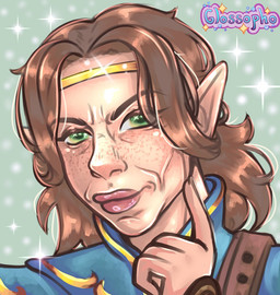 blue_clothing blue_shirt blue_topwear brown_eyebrows brown_hair clothed clothed_female clothing eyebrow_through_hair eyebrows eyelashes eyelashes_through_hair female freckled_face freckles gesture gold_headband green_background green_eyes hair hand_gesture humanoid_pointy_ears light lips long_eyelashes looking_at_viewer medium_hair mouth_closed not_furry pink_lips pointing pointing_at_self pointy_ears shirt simple_background solo sparkles tan_body tan_skin tear_trough topwear translucent translucent_hair glossopho dead_by_daylight dungeons_and_dragons hasbro mewing_(meme) wizards_of_the_coast aestri_yazar elf humanoid 2024 bust_portrait colored digital_drawing_(artwork) digital_media_(artwork) english_description lighting meme portrait shaded