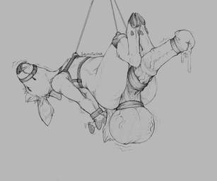 accessory animal_genitalia animal_penis anthro ball_ring balls bdsm big_balls big_penis bodily_fluids bondage bound butt cock_ring dripping equine_genitalia equine_penis eyes_closed fingers gag gagged genital_fluids genitals hands_behind_back harness hooved_fingers hooves huge_balls huge_penis hyper hyper_balls hyper_genitalia hyper_penis jewelry leaking_precum male multiple_cock_rings muzzle_(object) muzzled orgasm_denial penis penis_accessory penis_jewelry precum precum_drip questionable_consent shaking shivering solo suspension throbbing throbbing_balls tusks vein veiny_balls veiny_penis scruffythedeer cornica_sonoma cervine chinese_water_deer deer mammal tufted_deer water_deer digital_drawing_(artwork) digital_media_(artwork) hi_res monochrome sketch