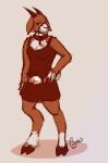 3_fingers anthro barefoot bell bell_collar belt biped breasts brown_body brown_fur brown_horn cleavage clothed clothing cloven_hooves collar countershade_face countershade_torso countershading dress eyelashes facial_markings feathering feet female fingers front_view fully_clothed fur gloves_(marking) hand_on_hip head_markings hooves horn leg_markings looking_aside looking_away markings medium_breasts multicolored_body multicolored_fur muzzle_(marking) shadow short_tail smile snout snout_markings socks_(marking) solo standing tail two_tone_body two_tone_fur white_body white_countershading white_fur white_tail curiouspie primrose_boer_goat boer_goat bovid caprine domestic_goat goat mammal 2015 colored_sketch digital_drawing_(artwork) digital_media_(artwork) full-length_portrait monochrome portrait sepia signature sketch