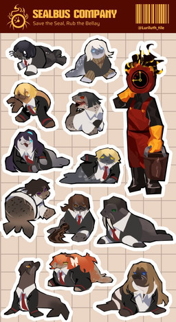 :3 accessory alternate_species amber_eyes ambiguous_gender apron black_body black_clothing black_eyes black_footwear black_hair black_jacket black_shoes black_topwear black_vest blonde_hair blue_body blue_eyes brown_eyes brown_hair brown_spots checkered checkered_background clock closed_smile clothed clothed_feral clothed_humanoid clothing eyewear fangs feral feralized footwear front_view fully_clothed fully_clothed_humanoid furrification glasses gloves green_eyes grey_body group hair hair_accessory hairband handwear head_turned jacket large_group looking_at_viewer looking_down looking_up lying markings monotone_body monotone_dress_shirt mouth_closed multicolored_body multicolored_clothing multicolored_topwear necktie on_front on_side open_mouth open_smile orange_body orange_clothing orange_gloves orange_hair orange_handwear outline overbite pattern_background pleading_eyes pose purple_eyes purple_hair rear_view red_apron red_clothing red_eyes red_jacket red_necktie red_topwear shoes side_view simple_background smile spots spotted_body tail tan_background tan_body tan_hair teeth text tongue_showing topwear tusks twitter_handle two_tone_body two_tone_clothing two_tone_jacket two_tone_topwear unusual_anatomy unusual_arms vest wearing_glasses whiskers white_dress_shirt white_hair white_outline white_sclera white_spots yellow_eyes luriluth_tile limbus_company project_moon dante_(limbus_company) don_quixote_(limbus_company) faust_(limbus_company) gregor_(limbus_company) heathcliff_(limbus_company) hong_lu_(limbus_company) ishmael_(limbus_company) meursault_(limbus_company) outis_(limbus_company) rodion_(limbus_company) ryoshu_(limbus_company) sinclair_(limbus_company) yi_sang_(limbus_company) aquatic baikal_seal crabeater_seal fur_seal grey_seal harbor_seal harp_seal humanoid leopard_seal mammal pinniped ringed_seal seal spotted_seal walrus weddell_seal 2025 artist_name character_collage digital_drawing_(artwork) digital_media_(artwork) english_text full-length_portrait portrait female_(lore) male_(lore)