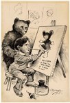 ambiguous_gender anthro artist biped black_text clothing easel eyewear female furniture glasses group hand_on_another's_shoulder hand_on_shoulder inkwell male painting plushie self_portrait shadow sitting stool suit teddy_bear text toony year clifford_berryman clifford_berryman_(character) bear human mammal 1904 20th_century ancient_art english_text handwritten_text hatching_(art) hi_res shaded signature traditional_media_(artwork)