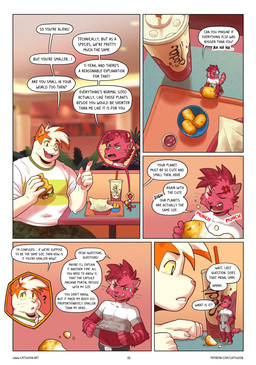 5_fingers anthro border bottomwear clothed clothing crescent_moon_(marking) dialogue duo extreme_size_difference eyes_closed feet fingers food fruit fur green_sclera green_seam_shirt grey_clothing grey_skinsuit head_tuft holding_food holding_fruit holding_object inside male markings micro moon_(marking) open_mouth open_smile orange_hair_tips pink_body pink_fur pink_nose plant shirt size_difference skinsuit smile speech_bubble text thinking_pose tight_clothing topwear tuft white_body white_border white_clothing white_fur white_shirt white_topwear yellow_sclera catsudon nyagiri_(catsudon) sashimeow_(catsudon) bobtail_cat domestic_cat felid feline felis japanese_bobtail mammal 2025 artist_name comic digital_media_(artwork) english_text hi_res url