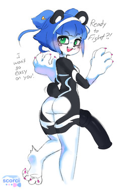 accessory animal_genitalia animal_penis anthro big_hands big_penis blue_hair blush butt claws countershade_butt countershading equine_genitalia equine_penis genitals gynomorph gynomorph_anthro hair hair_accessory hairband huge_penis intersex intersex_anthro looking_at_viewer medial_ring mismatched_animal_penis mismatched_genitalia mismatched_penis nude_anthro nude_gynomorph open_:3 penis rear_view short_tail smile tail tail_motion tailwag talking_to_viewer text toe_claws scorci nuwa_nightstone bear giant_panda mammal 2025 english_text hi_res