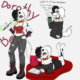 alternative_fashion anthro drawing_(action) female goth smoking solo wyvern450 101_dalmatian_street 101_dalmatians disney dorothy_(101_dalmatians) canid canine canis dalmatian domestic_dog mammal