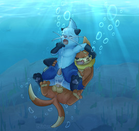 3_toes 4_fingers anal anal_penetration anus balls blue_body blush bodily_fluids chair_position cum cum_in_water cum_inside cum_underwater dipstick_tail duo ejaculation ejaculation_while_penetrating erection feet fingers forked_tail from_behind_position fully_submerged fur genital_fluids genitals head_tuft male male/male male_penetrated male_penetrating male_penetrating_male markings open_mouth orange_body orgasm penetration penile penile_penetration penis sex sex_in_water soles tail tail_markings toes tuft underwater underwater_sex unusual_anatomy unusual_tail water whiskers oliviwott nintendo pokemon buizel dewott generation_4_pokemon generation_5_pokemon mammal pokemon_(species) digital_media_(artwork) hi_res