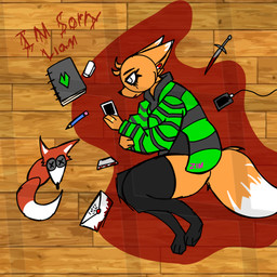 anthro blood blood_puddle bodily_fluids death female lamentation lying nosebleed solo suicide tuna_lover29_(artist) canid canine fox mammal red_fox true_fox 1:1 hi_res