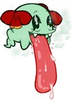 female floating_head_creature long_tongue simple_background solo tongue white_background whiteraff mario_bros nintendo paper_mario lady_bow boo_(mario) ghost spirit