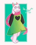 anthro biped clothed clothing eyewear femboy fluffy fur glasses happy horn looking_at_viewer male pink_eyes robe scarf simple_background smile smirk solo text white_body white_fur conditional_dnp shirufox deltarune undertale_(series) ralsei bovid caprine goat mammal 4:5 absurd_res hi_res