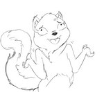 anthro black_nose buckteeth different_artstyle female gesture motion_lines open_mouth shrug simple_background solo teeth tongue white_background smeet_(artist) disney kiff_(series) kiff_chatterley mammal rodent sciurid tree_squirrel 2023 black_and_white greyscale monochrome