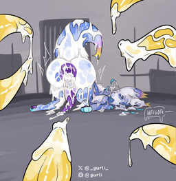 after_sex animal_genitalia anus blue_body bodily_fluids cum cum_drenched cum_everywhere cum_in_ass cum_in_mouth cum_inside cum_on_body cum_on_face excessive_cum excessive_genital_fluids feral gaping gaping_anus genital_fluids genital_slit genitals group male male/male messy penis tapering_penis text gurli rain_world videocult koralle miros_bird_(rain_world) slugcat absurd_res artist_name digital_drawing_(artwork) digital_media_(artwork) english_text hi_res shaded simple_shading