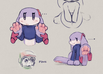 3_toes anthro blush clothing crop_top digitigrade disembodied_hand duo feet female foot_focus foot_grab hand_focus holding_wrist looking_at_viewer male paws shirt toes topwear miii_cho cave_story chaco_(cave_story) quote_(cave_story) lagomorph mammal mimiga