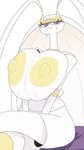 antennae_(anatomy) anthro areola big_areola big_breasts big_nipples blush blush_lines bodily_fluids breasts crossed_legs female half-closed_eyes huge_areola huge_breasts huge_nipples narrowed_eyes nipples shell simple_background solo sweat sweatdrop white_background white_shell yellow_areola yellow_nipples evilcrispicular nintendo pokemon arthropod generation_7_pokemon pheromosa pokemon_(species) ultra_beast absurd_res hi_res