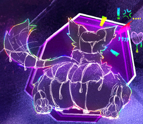 anthro big_butt bodily_fluids butt butt_focus cum cum_covered cum_on_body cum_on_butt cum_on_ground cum_on_head curvy_figure detailed_background excessive_cum excessive_genital_fluids feet fluffy fluffy_tail genital_fluids huge_butt long_tail male messy multicolored_line_art multicolored_outline nude outline pawpads presenting presenting_hindquarters rainbow_outline solo tail thick_thighs white_line_art asva_xd chroma_(asva_xd) colored_line_art
