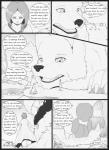 canid canine canis carrie_(s2-freak) comic dialogue duo english_text female feral hi_res human macro male mammal monochrome s2-freak schwarzpelz text wolf
