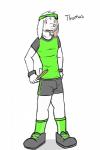 2:3 absurd_res anthro biped bottomwear character_name clothed clothing footwear fully_clothed fuze hi_res lagomorph leporid male mammal rabbit shirt shoes shorts solo standing t-shirt texnatsu tim_(texnatsu) topwear