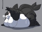 anthro belly bent_legs big_belly blush bodily_fluids breath double_chin fin huge_belly huge_hips huge_moobs lying male obese obese_anthro obese_male on_front on_ground overweight overweight_anthro overweight_male reaching shaking solo sweat tail thick_tail trembling wide_hips yosioka_san shachi-kun cetacean dolphin mammal marine oceanic_dolphin orca toothed_whale 4:3 hi_res