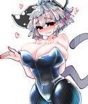 ahoge big_breasts blush breasts cleavage clothed clothing female fishnet_clothing fishnet_legwear grey_hair hair heart_symbol huge_breasts legwear leotard red_eyes short_hair smile solo tights wide_hips sabitare touhou nazrin animal_humanoid humanoid mammal mammal_humanoid mouse_humanoid murid murid_humanoid murine murine_humanoid rodent rodent_humanoid absurd_res hi_res