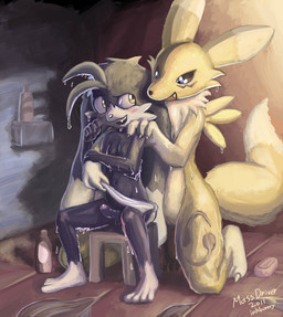 4_toes 5_fingers anthro balls bath black_body black_fur blush duo erection feet female fingers foreskin fur genitals humanoid_genitalia humanoid_penis male male/female nude penis sitting soap teeth toes towel towel_only vulva wet white_body white_fur yellow_body yellow_eyes yellow_fur young young_anthro massdriver bandai_namco digimon klonoa_(series) klonoa canid digimon_(species) domestic_cat felid feline felis lagomorph leporid mammal rabbit renamon 2011 digital_media_(artwork) hi_res