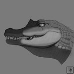 crocodilian female headshot_portrait hi_res makeup male metalinhun portrait reptile scales scalie simple_background smile solo teeth