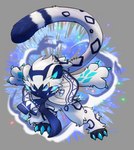 anthro biped blue_eyes claws dipstick_tail fur markings pupils slit_pupils solo tail tail_markings haychel nintendo pokemon felid generation_7_pokemon hybrid legendary_pokemon mammal pantherine pokemon_(species) snow_leopard zeraora 2023 absurd_res hi_res