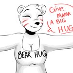 anthro bodypaint breasts clothing female offering_hug shirt solo speech_bubble talking_to_viewer topwear tomasyri bruna_(golddrake) bear mammal 1:1