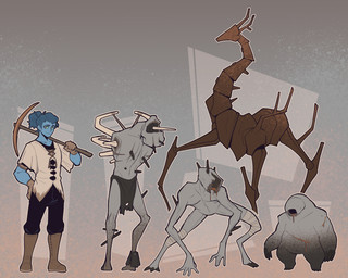 5_fingers biped black_bottomwear black_clothing blue_body blue_hair boots bottomwear clothed clothed_humanoid clothing eyebrows eyeless fingers footwear gloves green_sclera grey_body group hair handwear holding_object holding_pickaxe knee_wraps leg_wraps loincloth long_neck male mouth_closed pickaxe quadruped shirt shoes standing teeth topwear torn_clothing torn_loincloth wraps conditional_dnp welwraith vintage_story thunderlord_(vintage_story) bowtorn_(vintage_story) drifter_(vintage_story) humanoid seraph_(vintage_story) 2025 digital_media_(artwork) full-length_portrait hi_res portrait