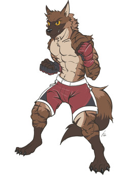 4_toes 5_fingers abs anthro biped bottomwear brown_body brown_fur brown_stripes brown_tail clothed clothed_male clothing crotch_tuft digitigrade feet fighting_pose fingers front_view fur handwear male male_anthro mma monotone_background muscular muscular_anthro muscular_male pose red_bottomwear red_clothing red_shorts shorts simple_background solo standing stripes tail toes topless tuft white_background yellow_sclera v1p3rw01f undefeated redline_(undefeated) hyena mammal striped_hyena 2019 dated hi_res signature
