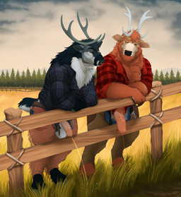 animal_genitalia animal_penis anthro balls barazoku barefoot beard belt black_hair blue_eyes bodily_fluids body_hair bottomwear casual_exposure casual_urination chaps chest_hair circumcised clothed clothing crossed_arms detailed_background duo equine_genitalia equine_penis eye_contact facial_hair facial_piercing feet fence field flaccid forest forest_background genital_fluids genitals grass green_eyes hair hooves humanoid_genitalia humanoid_penis leaning leaning_forward looking_at_another male male/male male_peeing manly medial_ring mismatched_animal_genitalia mismatched_animal_penis mismatched_genitalia mismatched_penis multicolored_hair musclegut muscular nature nature_background nose_piercing nose_ring open_bottomwear open_clothing open_pants outside pants pattern_clothing pecs peeing peeing_together penis piercing plaid plaid_clothing plant pubes red_hair ring_piercing tree two_tone_hair urine urine_stream white_hair chubchow deer mammal new_world_deer reindeer 2025 absurd_res hi_res