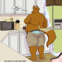 age_progression anthro brown_body brown_fur butt encouragement facing_away_from_viewer fur male overweight reality_shift rear_view solo standing text weight_gain lundo joewolf canid canine canis mammal wolf 1:1 english_text hi_res story story_at_source story_in_description