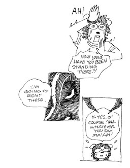 anthro bodily_fluids clothed clothing dialogue duo eyewear flying_sweatdrops glasses horn motion_blur round_ears round_nose shirt simple_background speech_bubble sweat sweatdrop text topwear vocalization wearing_glasses white_background gaydottiff ash_(gaydottiff) martha_(gaydottiff) ambiguous_species mammal mouse murid murine rodent 2024 black_and_white comic english_text hi_res monochrome