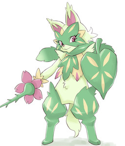 anthro arm_tuft armor belly_tuft eyelashes female fluffy fluffy_ears fluffy_tail fur fur_armor green_body green_fur looking_at_viewer mask melee_weapon pink_body pink_eyes pink_fur plant plantigrade shield shoulder_tuft simple_background solo sword tail tan_body tan_fur tuft weapon white_background koyatofu3 nintendo pokemon felid feline floragato generation_9_pokemon mammal pokemon_(species) 2022 hi_res