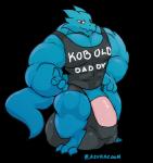 biceps blue_body blue_skin bulge clothing genitals hyper male muscular muscular_male pecs penis shirt tank_top topwear azuracoon mig_mog kobold scalie absurd_res alpha_channel hi_res