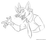 anthro canid canine clothing conjoined duo fox fusion kobi_lacroix male mammal merging monochrome multi_ear multi_eye multi_nose necktie pawpads polydactyly shirt topwear