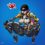 areola big_breasts blue_eyes breasts clothing crouching female grey_body grey_hair gun hair heart_symbol huge_breasts huge_thighs looking_at_viewer machine nipples ranged_weapon slav_squat solo text thick_thighs weapon gausscannon epic_games fortnite rebel_(fortnite) humanoid robot robot_humanoid 1:1 absurd_res hi_res signature