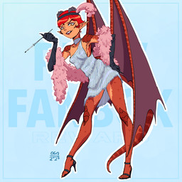 1920s_theme 2_horns 5_toes alternative_fashion armwear back_wings biped black_clothing black_eyebrows black_footwear black_gloves black_handwear black_sandals blue_clothing blue_dress blue_neckwear breasts cigarette cigarette_holder claws clothed clothed_female clothed_humanoid clothing collarbone dress elbow_gloves eyebrows eyelashes feather_boa feet female female_humanoid flapper flapper_dress footwear gloves grey_horn hair hand_on_hip hand_on_own_hip handwear high_heeled_sandals high_heels holding_cigarette holding_object horn humanoid_pointy_ears leaning leaning_forward lips looking_at_viewer looking_down looking_down_at_viewer membrane_(anatomy) membranous_wings orange_eyes outline pink_lips plantigrade pointy_ears pupils purple_membrane purple_wings red_body red_hair red_scales red_tail red_wings sandals scales shoes short_hair side_boob slit_pupils small_breasts smile smirk solo standing tail tan_body tan_skin teeth toe_claws toes two_tone_wings white_outline wings oca mythology eimirja_(soapydraws) animal_humanoid dragon dragon_humanoid humanoid mythological_creature mythological_scalie scalie 2023 dated signature