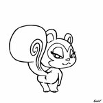 anthro anus anus_only butt chibi female looking_at_viewer mischievous presenting presenting_anus shaking_butt simple_background smug solo standing traditional_animation twerking white_background simski animal_crossing nintendo pecan_(animal_crossing) mammal rodent sciurid tree_squirrel 1:1 animated black_and_white monochrome short_playtime signature sketch