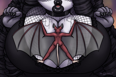 alternative_fashion anthro big_breasts black_lips blush breasts butt cleavage clothed clothing cornelia_(tekandprieda) dominant dominant_male duo female fishnet_clothing fur goth lips lipstick makeup male male/female mature_female membrane_(anatomy) membranous_wings micro nude open_mouth size_difference submissive submissive_female torn_clothing wings tekandprieda the_rune_tapper tek_(tekandprieda) bat canid canine canis hybrid mammal murid murine rat rodent vampire wolf digital_media_(artwork) hi_res story_at_source