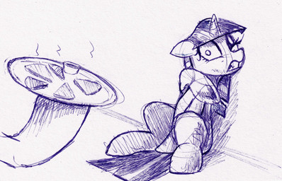 dipping_sauce female feral flinch horn one_eye_closed quesadilla scared solo steam wink mizhisha friendship_is_magic hasbro my_little_pony mythology twilight_sparkle_(mlp) equid equine mammal mythological_creature mythological_equine unicorn absurd_res hi_res pen_(artwork) traditional_media_(artwork)