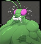 antennae_(anatomy) anthro big_breasts biped breasts duo exoskeleton fellatio female green_body green_exoskeleton huge_breasts human_on_anthro interspecies larger_anthro larger_female macro male male/female muscular muscular_female non-mammal_breasts nude onomatopoeia oral oversized_oral penile sex simple_background size_difference smaller_human smaller_male sound_effects text three-quarter_view drydude arthropod human insect mammal mantis absurd_res hi_res