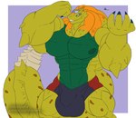 abs anthro big_bulge big_tail bulge flexing grin grinning_at_viewer huge_bulge hyper hyper_bulge large_pecs looking_at_viewer male muscular muscular_arms muscular_thighs navel nipples pecs smile solo tail thick_tail conditional_dnp dischimera capcom monster_hunter leviathan_(mh) lizard ludroth monster reptile royal_ludroth scalie