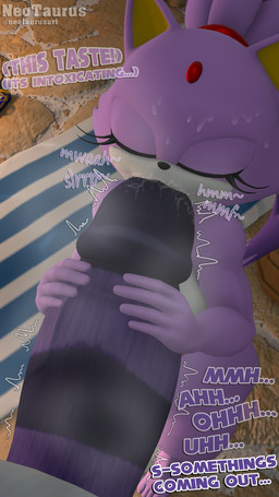 announcing_orgasm anthro beach_towel big_penis bodily_fluids breasts drooling duo eyes_closed female genitals head_gem huge_penis larger_male licking_tip male male/female moan musk musk_cloud musky_penis nude oral overweight overweight_male penis penis_nursing poolside saliva saliva_on_penis sex size_difference small_breasts smaller_female standing standing_sex sweat sweatdrop text thick_thighs towel neotaurus sega sonic_the_hedgehog_(series) big_the_cat blaze_the_cat domestic_cat felid feline felis mammal 3d_(artwork) digital_media_(artwork) hi_res