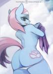 2014 absurd_res anthro anthrofied blue_body blue_eyes blue_fur butt clothed clothing curvy_figure cutie_mark digital_media_(artwork) earth_pony english_text equid equine female foxinshadow friendship_is_magic fur hair hasbro hi_res horse looking_at_viewer looking_back lotus_(mlp) low-angle_view mammal my_little_pony open_mouth panties panties_down partially_clothed pony rear_view shaded solo text towel underwear underwear_down voluptuous
