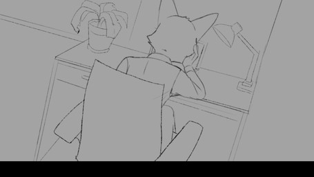 anthro barbell_piercing chair clothing computer electronics facial_tuft female first_person_view furniture hands_behind_head laptop leash office office_chair piercing solo suit text tuft kbart dreamworks the_bad_guys diane_foxington canid canine fox mammal 16:9 animated hi_res widescreen