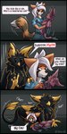 anthro black_body black_fur dialogue feathers feral fur group hair simple_background size_difference trio white_hair wings blen4k mythology blench galyun hibi_(kamikas) ailurid avian bird gryphon mammal mythological_avian mythological_creature red_panda 1:2 absurd_res comic hi_res meme