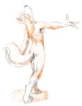 anthro back_muscles breasts canid canine canis chinese_text colored_pencil_(artwork) domestic_dog featureless_breasts female husky kineta mammal nordic_sled_dog nude pose rear_view side_boob signature sketch solo spitz tail text traditional_media_(artwork) zaush