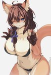 4_fingers accessory anthro big_breasts bikini blep blue_ribbon blush braided_hair braided_ponytail breasts claws cleavage clothed clothing female female_anthro finger_claws fingers fur hair hair_accessory hair_ribbon kemono looking_at_viewer multicolored_body multicolored_fur navel one_eye_closed pawpads ponytail ribbon_in_braid ribbons solo swimwear tail tongue tongue_out two-piece_swimsuit wink an_chobi94 yoterisa canid canine fox mammal red_fox true_fox 2023 absurd_res digital_media_(artwork) hi_res