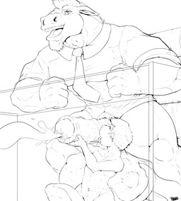 accessory adam's_apple animal_genitalia animal_penis anthro anthro_pred balls beard big_balls big_cumshot big_penis bodily_fluids body_outline bottomless business_attire business_suit businesswear chair claws clothed clothing cock_vore cum cumshot duo ear_piercing ears_back ejaculation equine_genitalia equine_penis erection eye_roll eyewear facial_hair fur furniture genital_fluids genitals glasses hair happy holding_another's_penis holding_penis huge_balls hyper hyper_balls hyper_genitalia licking male male/male male_pred masturbation medial_ring medial_ring_lick muscular muscular_anthro muscular_male muscular_pred navel necktie nude nude_male office office_chair office_sex open_mouth open_smile oral orgasm orgasm_face otter_tail pantsless penile penis penis_lick piercing pivoted_ears predator/prey prey_in_balls rolled_up_sleeves saliva sex sex_with_pred simple_background sitting size_difference skinny smile suit teeth thick_penis tongue tongue_out topwear topwear_only touching_another touching_penis under_table vein veiny_penis vore wearing_glasses white_background pandottermon boss_hoss_(pandottermon) parker_(pandottermon) equid equine horse mammal mustelid otter 2026 black_and_white dated hi_res monochrome signature