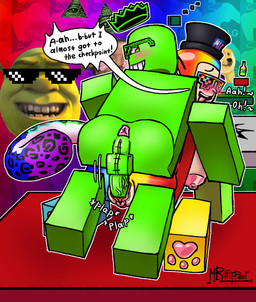anthro anus backsack balls big_tail blush blush_lines clitoris doggystyle dominant dominant_male duo female from_behind_position genitals male male/female nipples pawpads penetration penile penile_penetration penis penis_in_vagina plump_labia puffy_nipples sex speech_bubble submissive submissive_female tail toony vaginal vaginal_penetration vein veiny_penis vulva trippertrip roblox teletubbies gaffylox tripqertrip_(trippertrip) robloxian teletubby absurd_res hi_res meme