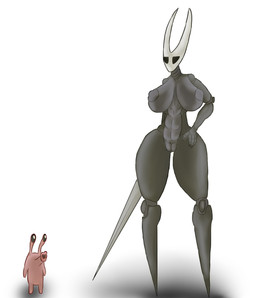 areola big_breasts black_body black_exoskeleton black_legs blue_areola breasts clothing curvy_figure exoskeleton female genitals looking_at melee_weapon nipples non-mammal_nipples solo sword underwear vulva weapon white_head wide_hips mantrinrus hollow_knight:_silksong hollow_knight_(franchise) team_cherry hornet_(hollow_knight) nuu_(hollow_knight:_silksong) arthropod humanoid insect hi_res